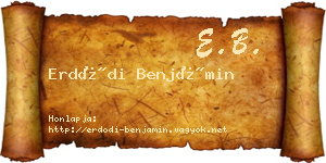 Erdődi Benjámin névjegykártya